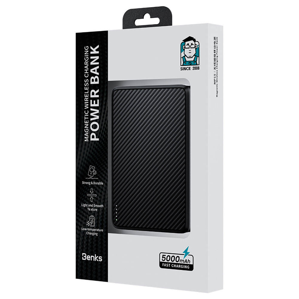 Benks MP15 ArmorGo M-safe Şarj Özellikli Ultra İnce 600D Aramid Fiber Powerbank 15W 5000mAh Benks MP15 ArmorGo M-safe Şarj Özellikli Ultra İnce 600D Aramid Fiber Powerbank 15W 5000mAh